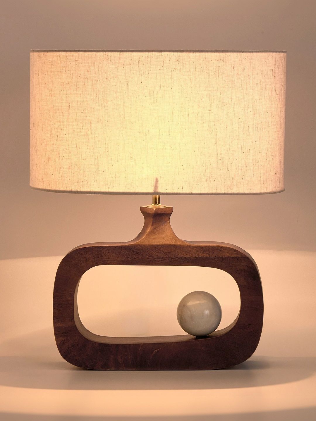Home Centre Multicoloured Textured Wood Abstract Shaped Table Lamp-picture-41