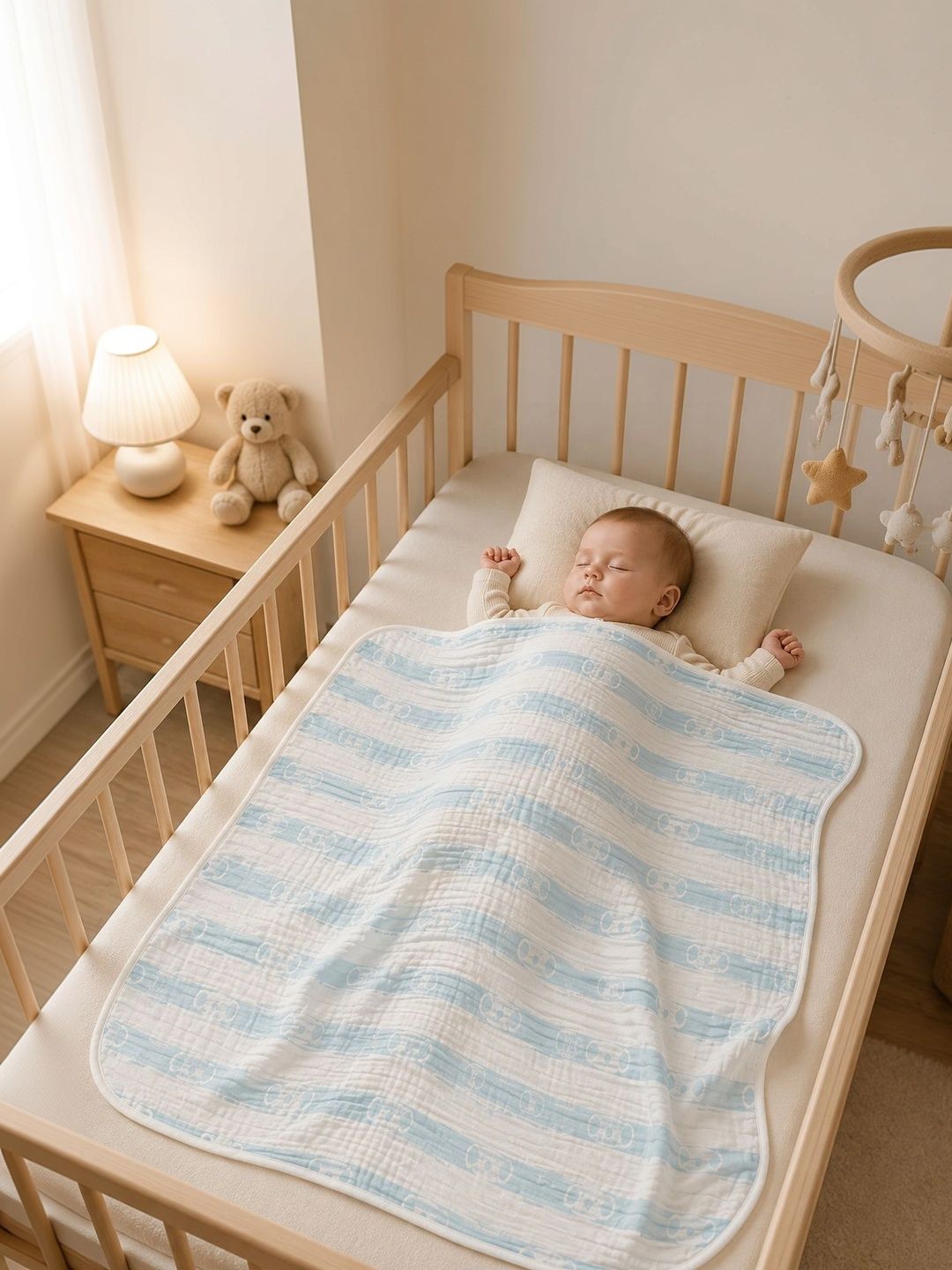 Teri Beri White Striped AC Room 300 GSM Blanket-picture-35