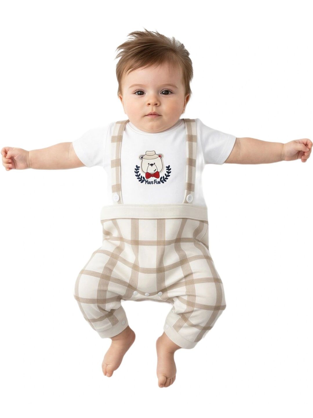Toddle and Care Boys Checked Basic Jumpsuit with Applique-picture-17