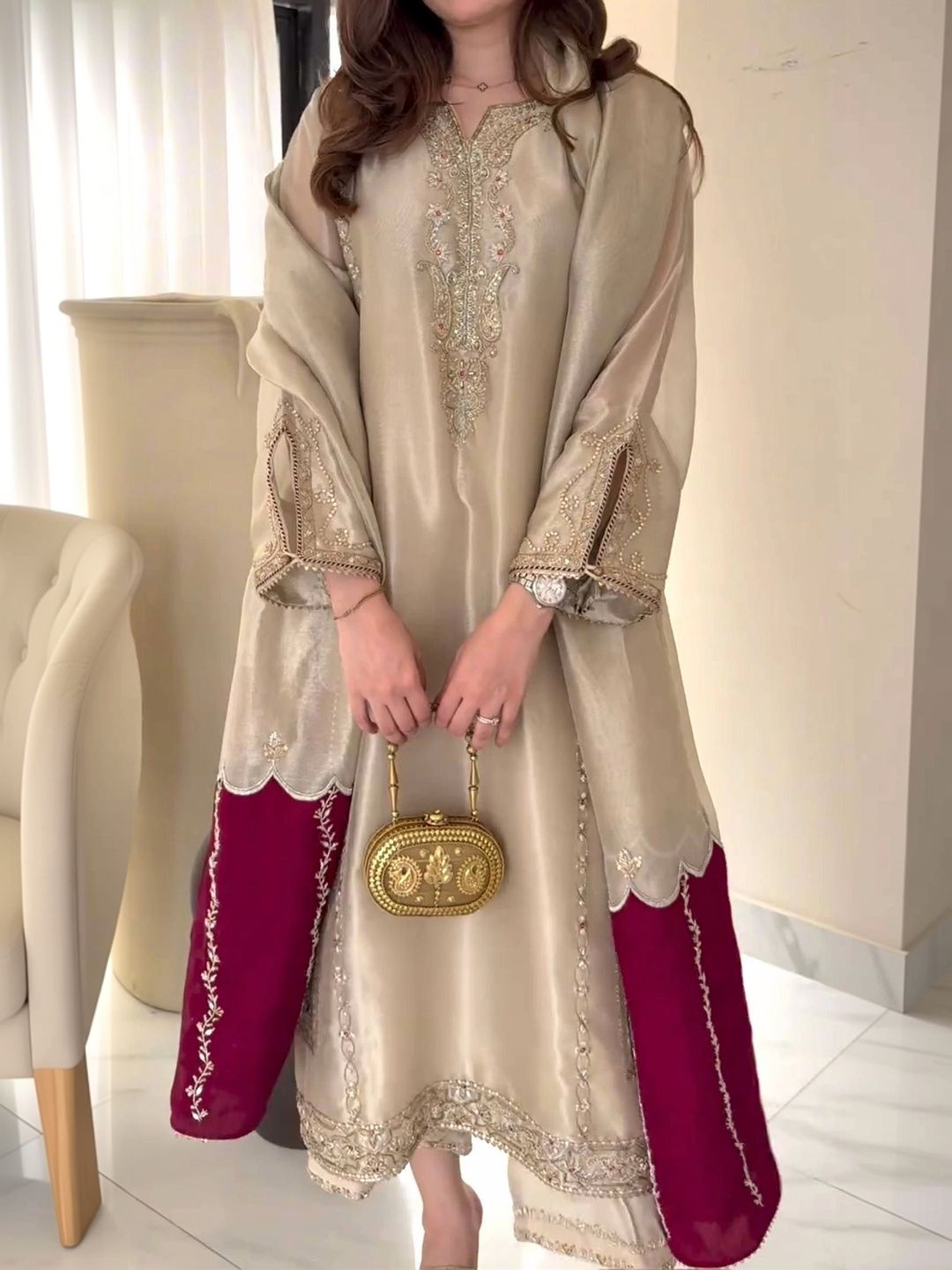 all about you Women Ethnic Motifs Embroidered Regular Thread Work Kurta with Trousers & With Dupatta-picture-31