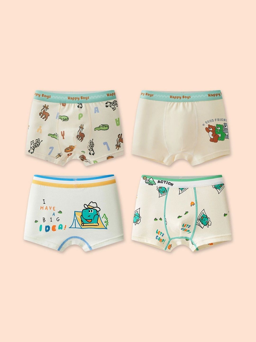 FOREVER FRIDAY Boys Pack of 4 Cotton Printed Trunks-image-22
