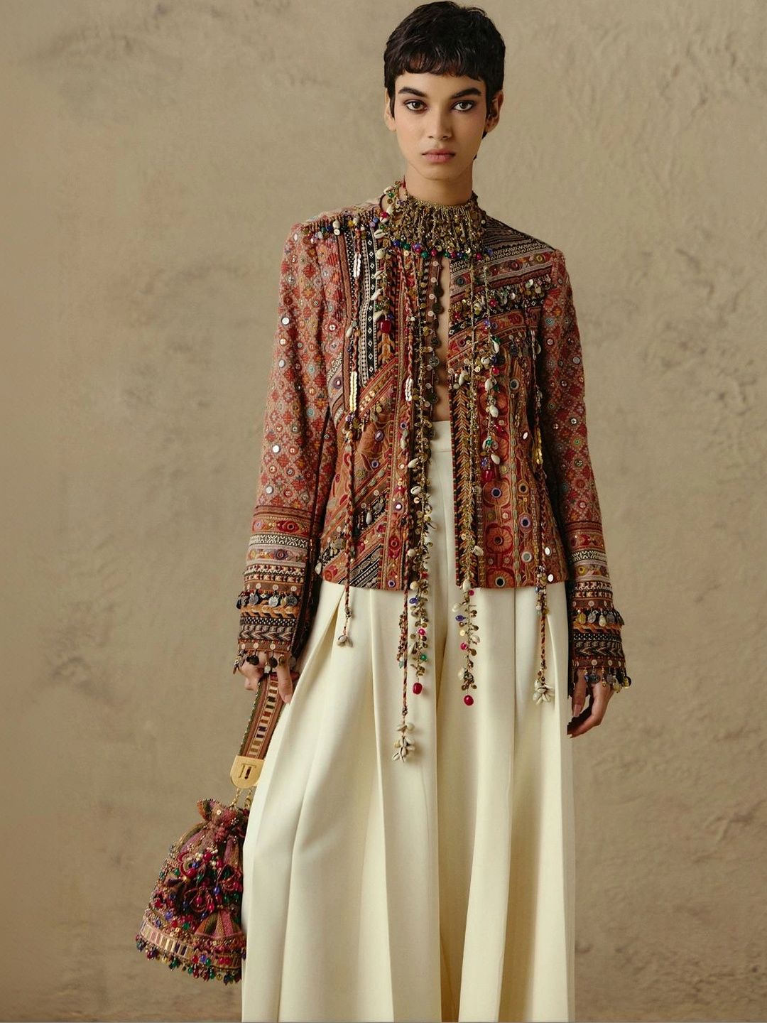 OTT Tarun Tahiliani Women Open Front Jacket with Embroidered-picture-44