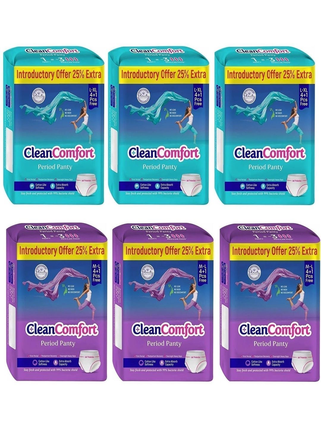 Clean Comfort Set Of 6 Disposable Period Cotton Panties - 5Pcs Each-image-34