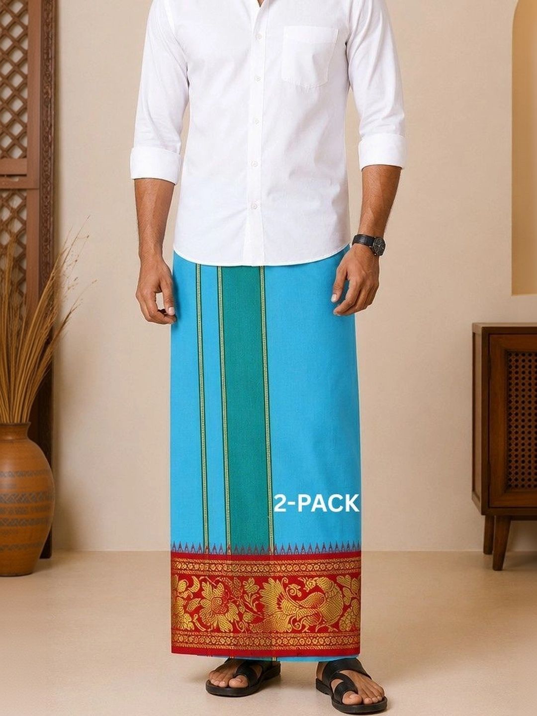Sharan Elegance Men Embroidered Cotton Dhoti Dhotis-picture-28