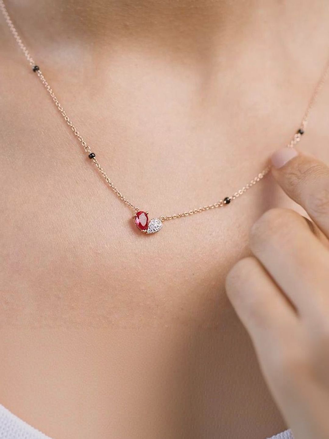 Anouk Gold-Plated Artificial Stones and Beads Mangalsutra-image-29
