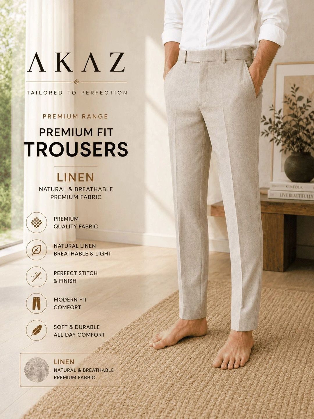 Akaz Men Tailored Regular Fit Mid-Rise Trousers-picture-46