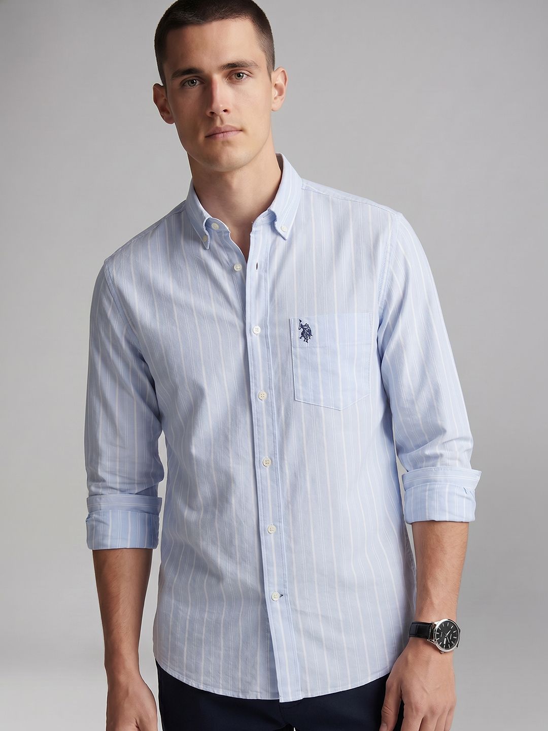 U.S. Polo Assn. Tailored Fit Striped Pure Cotton Casual Shirt-image-27