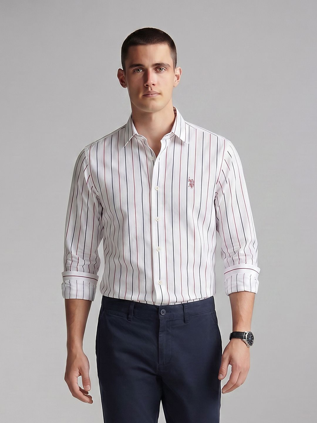 U.S. Polo Assn. Tailored Fit Striped Pure Cotton Casual Shirt-picture-43