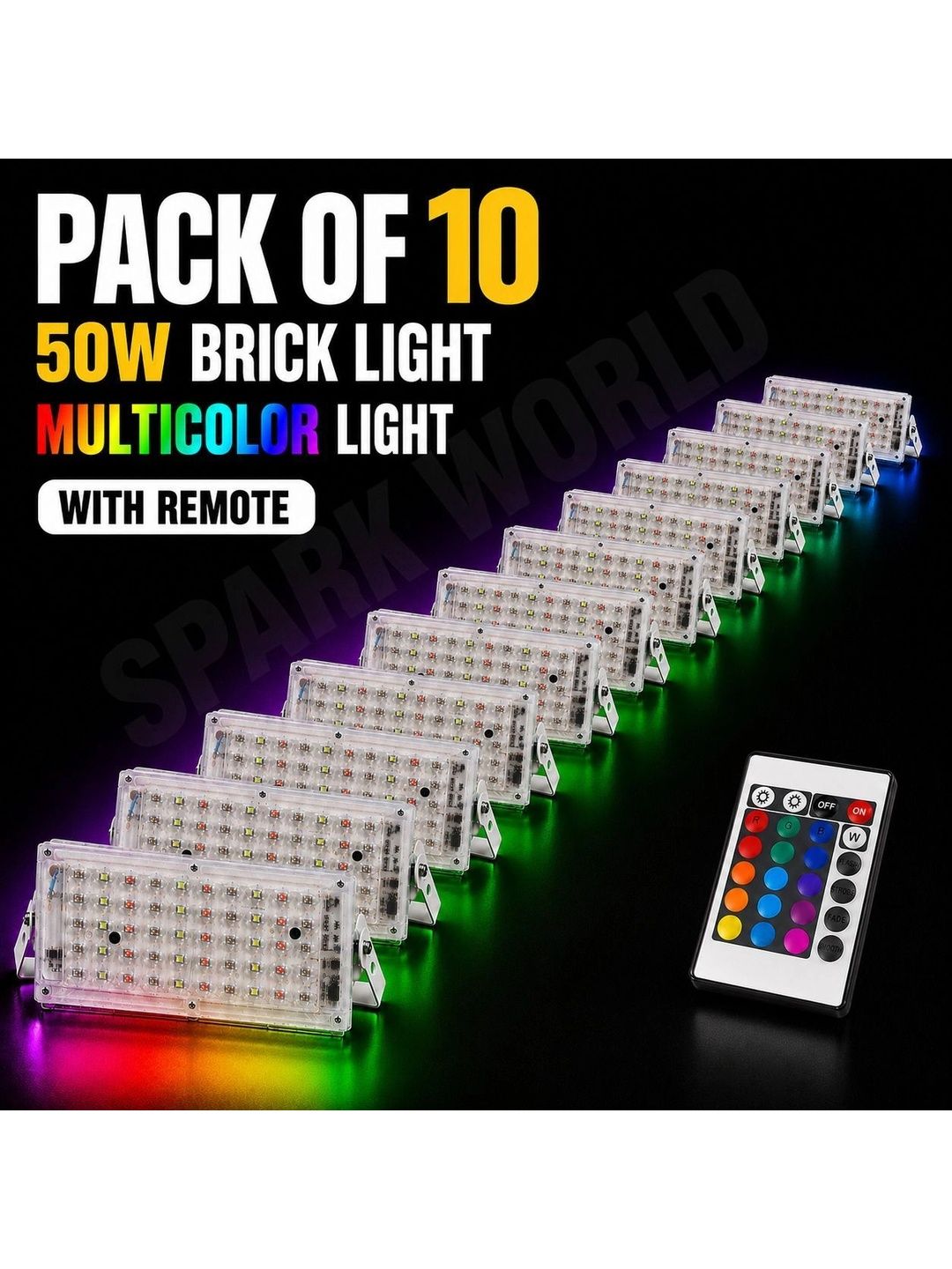 ENORMITY 10-Pcs Yellow 50W Brick Light Rectangle Outdoor Lamps-image-21