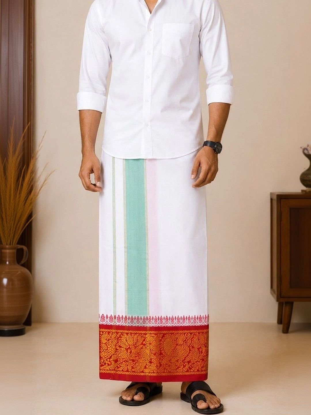 Sharan Elegance Men Printed Cotton Dhoti Dhotis-picture-33