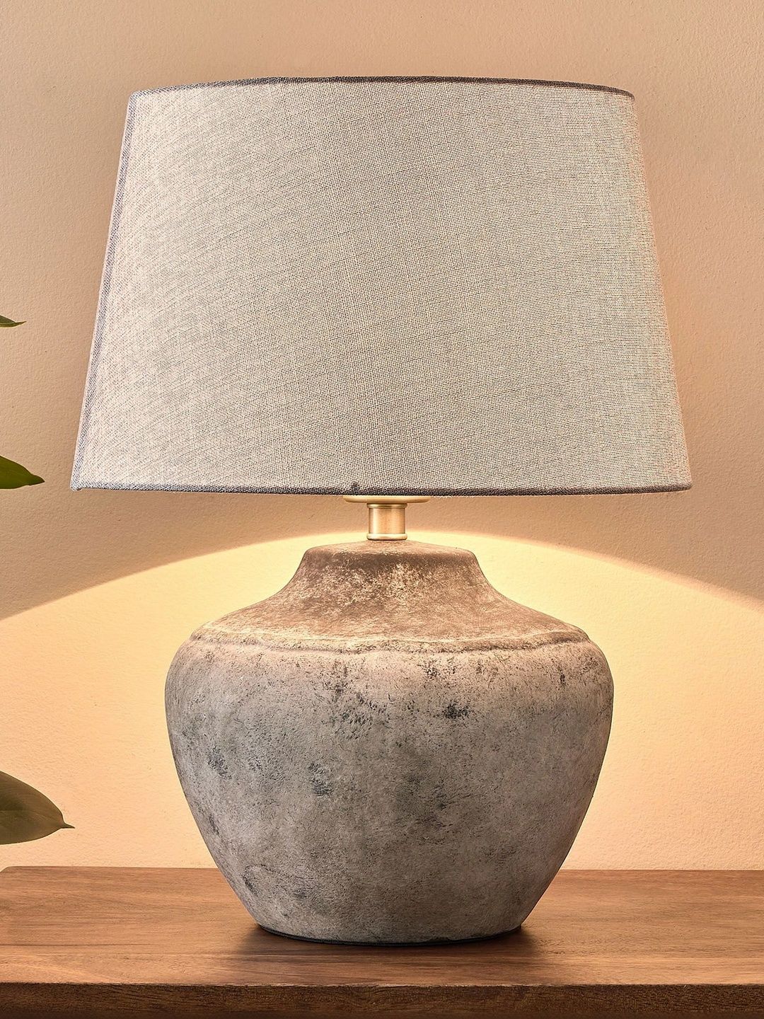 Home Centre Grey Textured Ceramic Frusturical Shaped Table Lamp-image-17