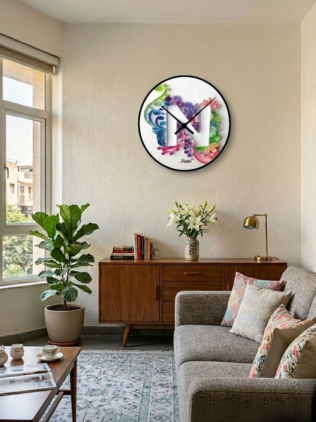 Nutts Multicoloured Printed Contemporary Wall Clock-picture-24