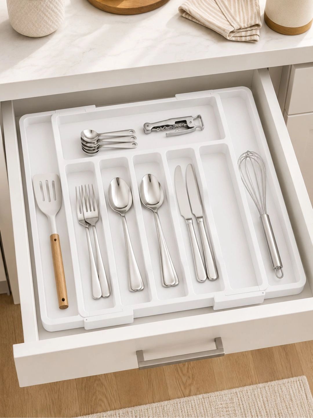 KitchEase White Plastic Cutlery Holder-picture-47