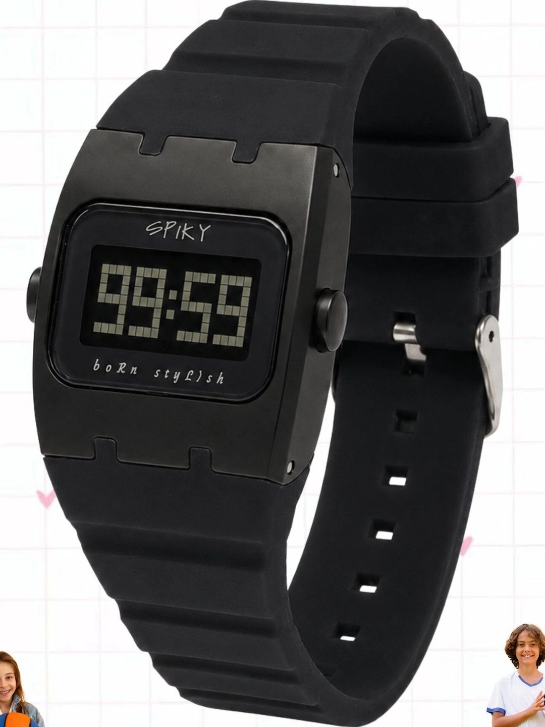 Spiky Unisex Kids Dial & Straps Digital Multi Function Watch SPKEVA61_C3_BLK-picture-32