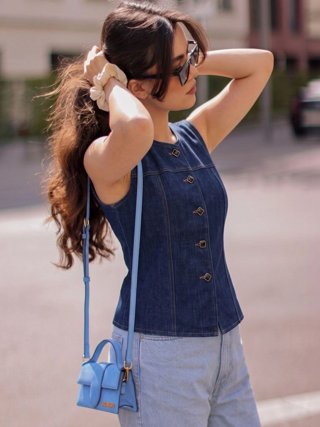 PURVIT Scoop Neck Denim Casual Waistcoat-picture-44