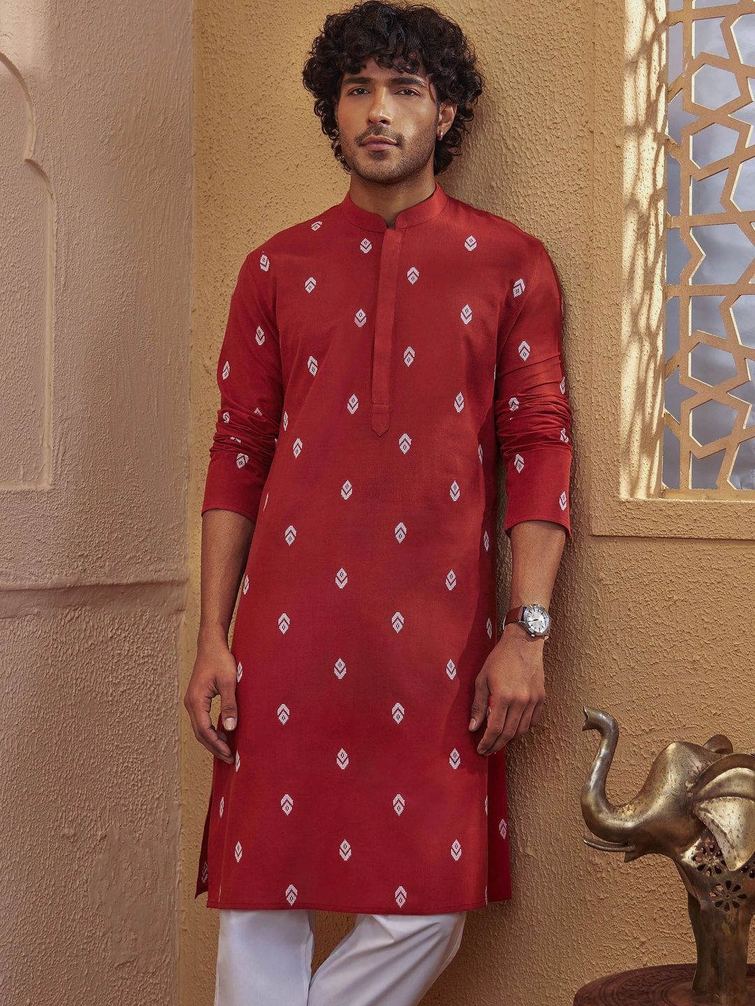 VASTRAMAY Men Ethnic Motifs Embroidered Jacquard Kurta-picture-52
