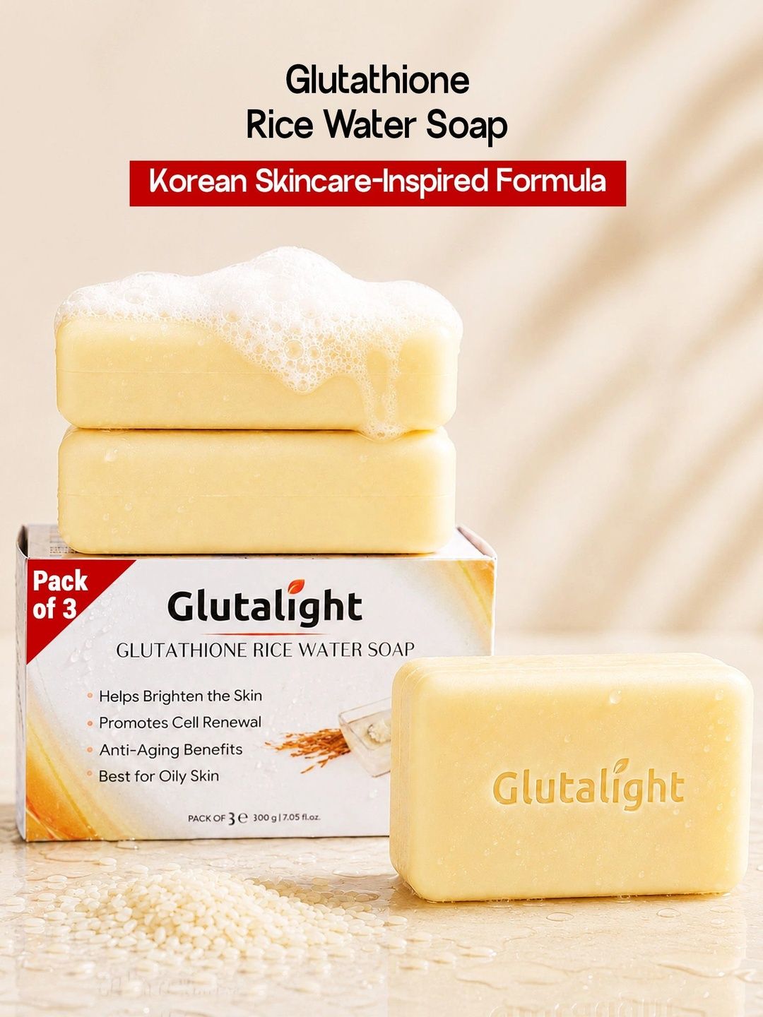Glutalight Set Of 3 Glutathione Rice Water Soap- 100 g Each-picture-58