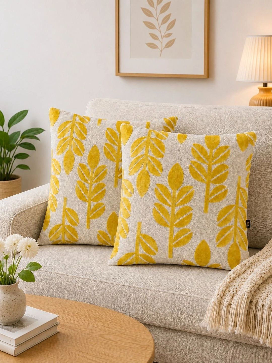 GM Yellow Set of 2 Velvet Square Cushion Covers-picture-20
