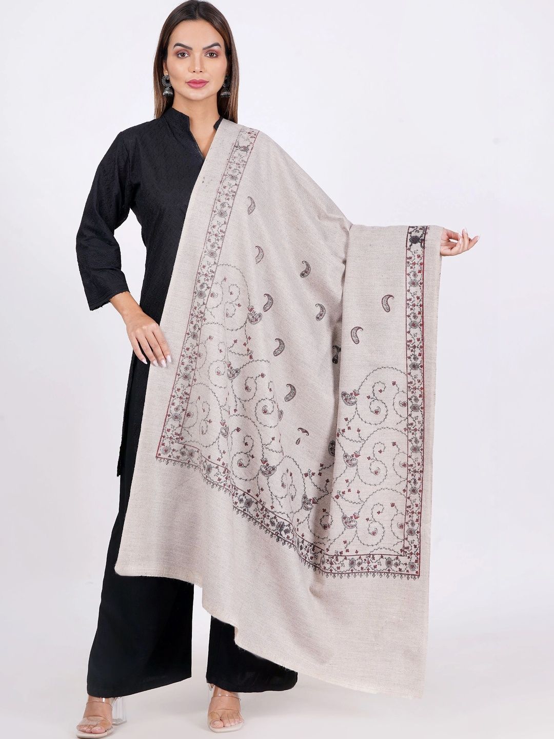 SPRHA Women Ethnic Motifs Embroidered Shawl-picture-36