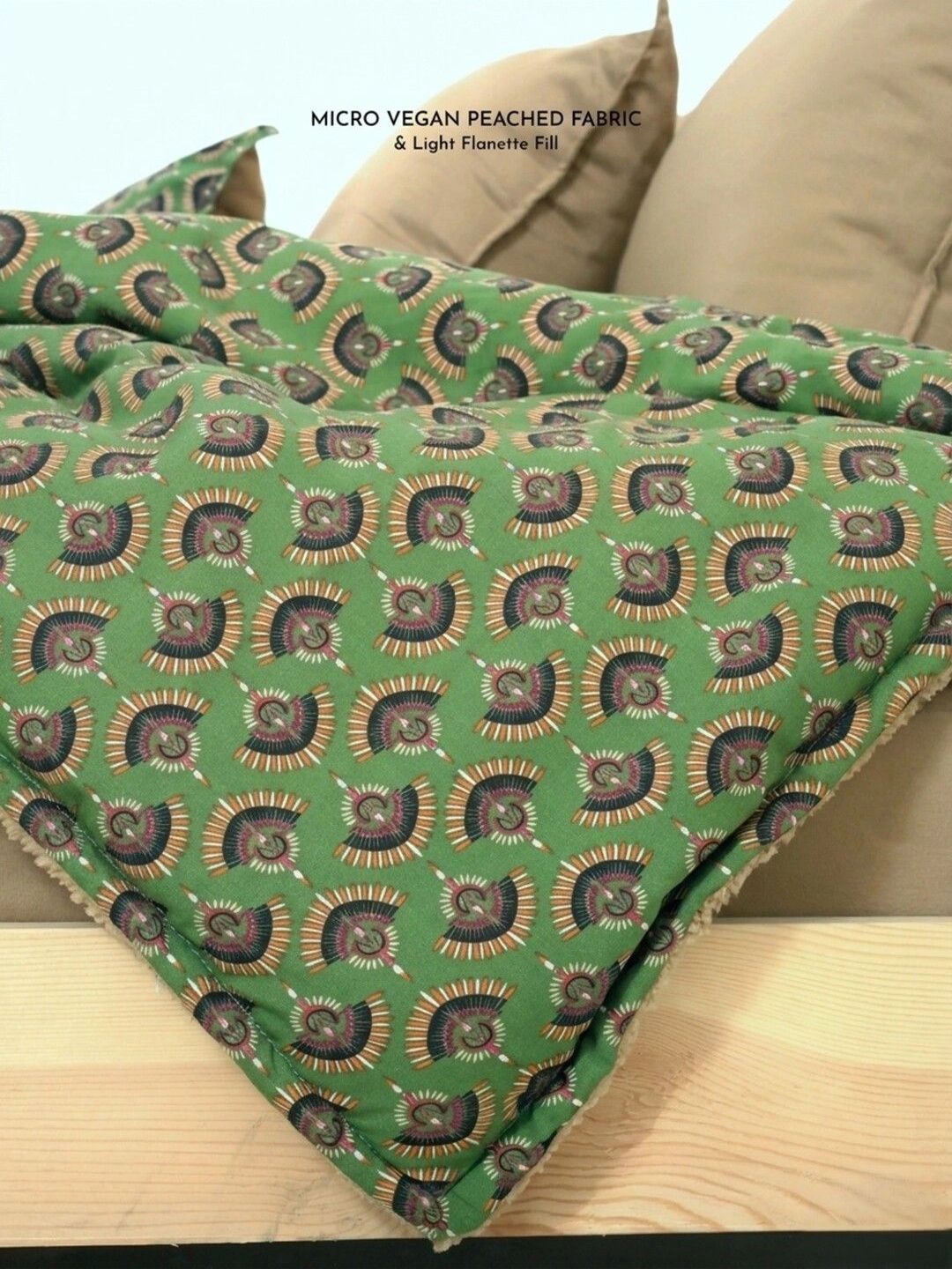 Zarf Green & Brown Geometric 400 GSM Comforter-picture-37