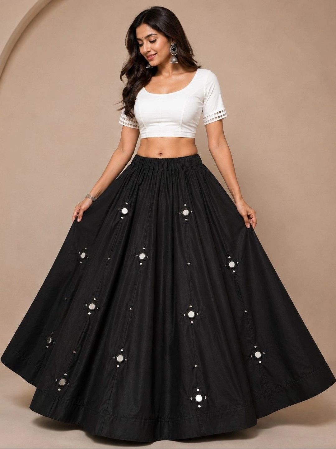 Desibutik Women Cotton Cotton Cambric Maxi Flared Skirt-picture-14