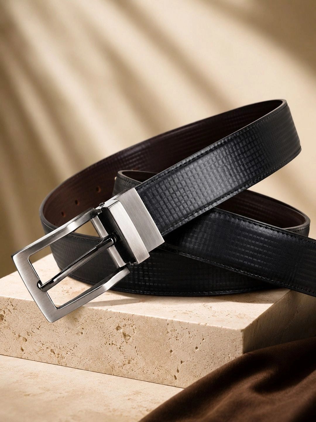 Roadster Men Textured Leather Reversible Formal Belt-picture-33