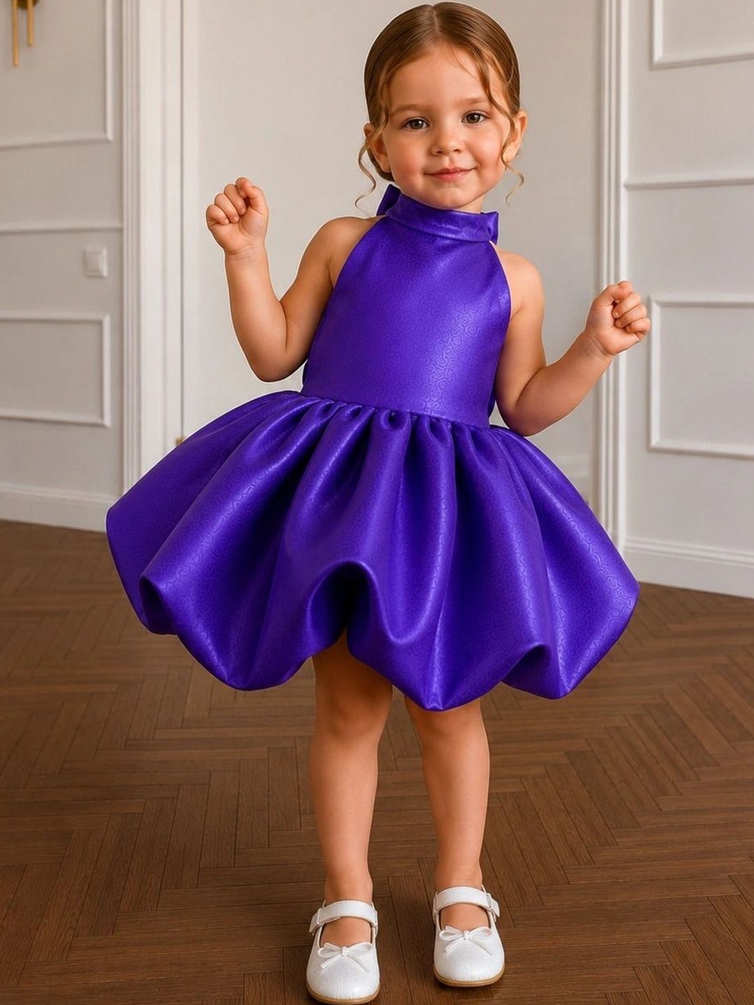 TILISM Halter Neck Satin Fit & Flare Dress-picture-10