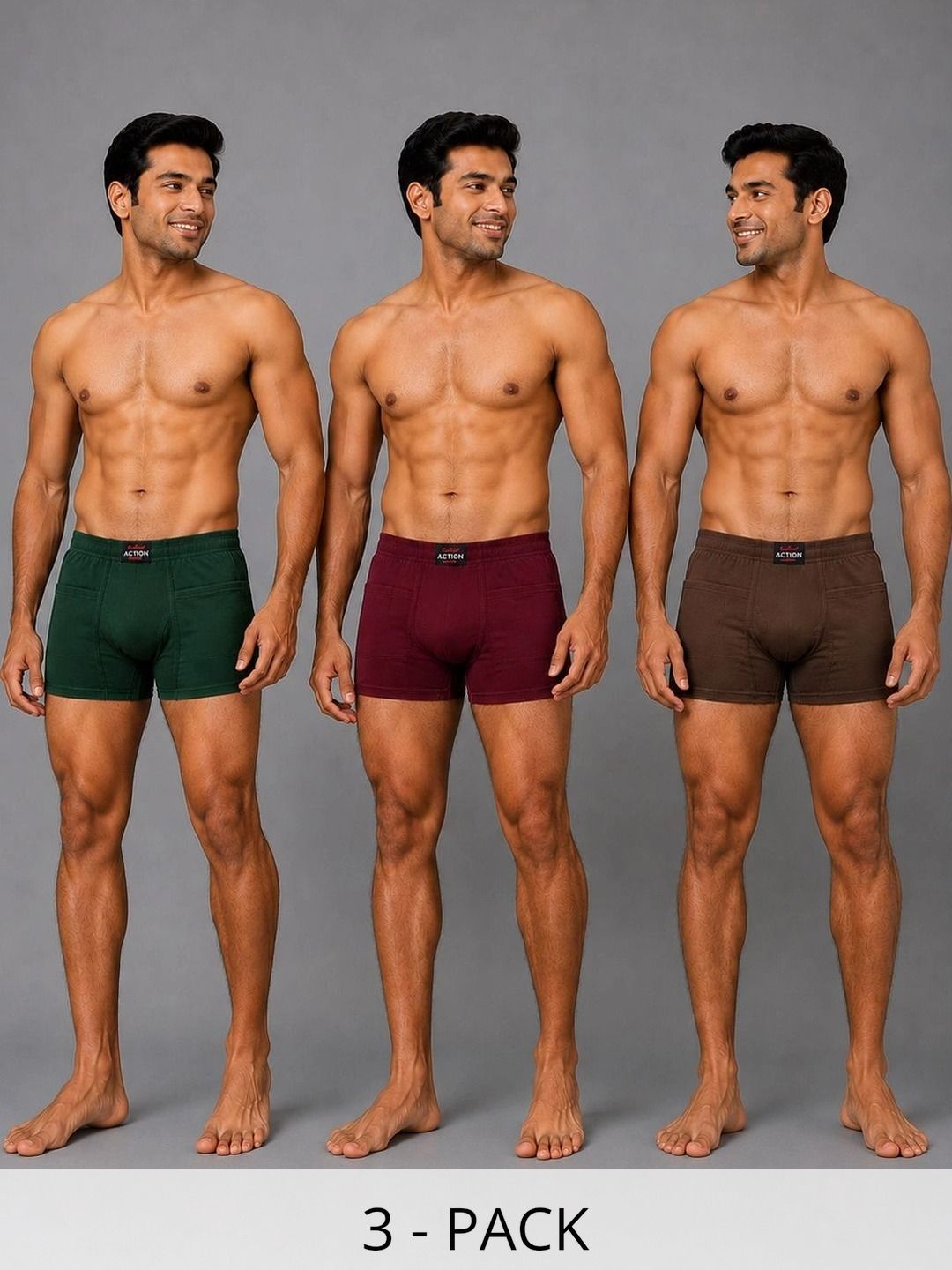WHITEROSE Men Pack of 3 Anti Microbial Assorted Cotton Boxer-Style Briefs-picture-22
