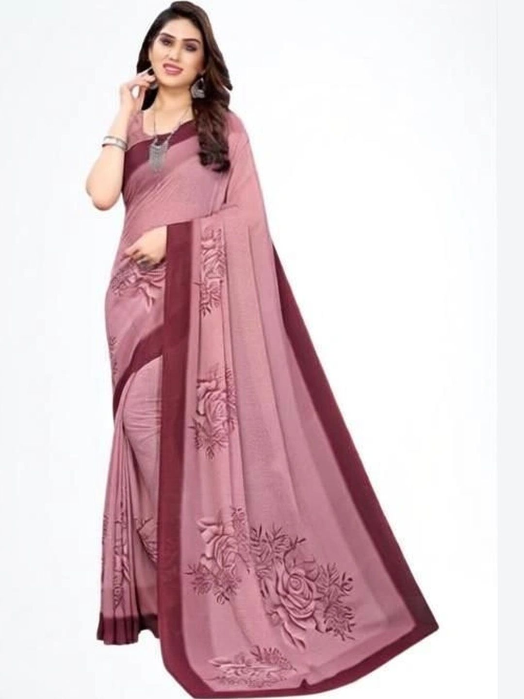 KANURIKAA Floral Pure Georgette Bandhani Saree-image-45