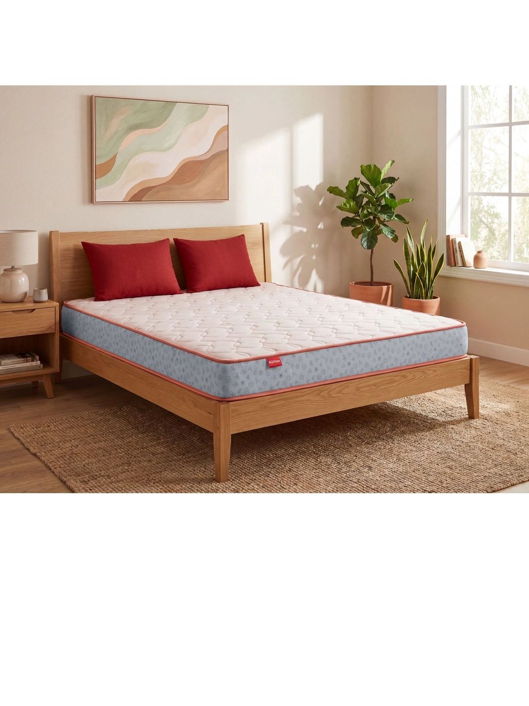 Kurl on Grey & Red Orthopedic Back Sleepers Quilted Single Mattress-image-28