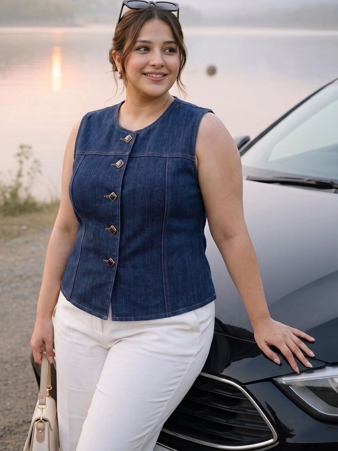 THE CLASSIC TOGS Scoop Neck Denim Casual Waistcoat-picture-34