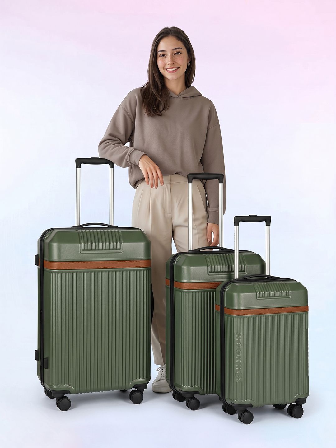 WROGN Se Of 3 Textured Hard-Sided Trolley Bags 180 L-picture-41