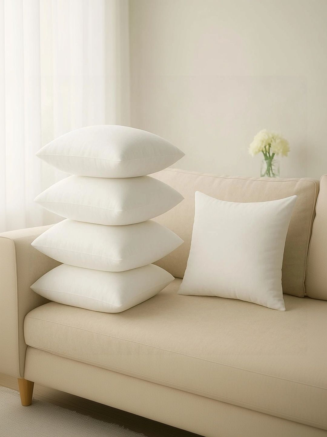 wakefit 5 Pcs White Pre Filled Square Cushions-picture-49