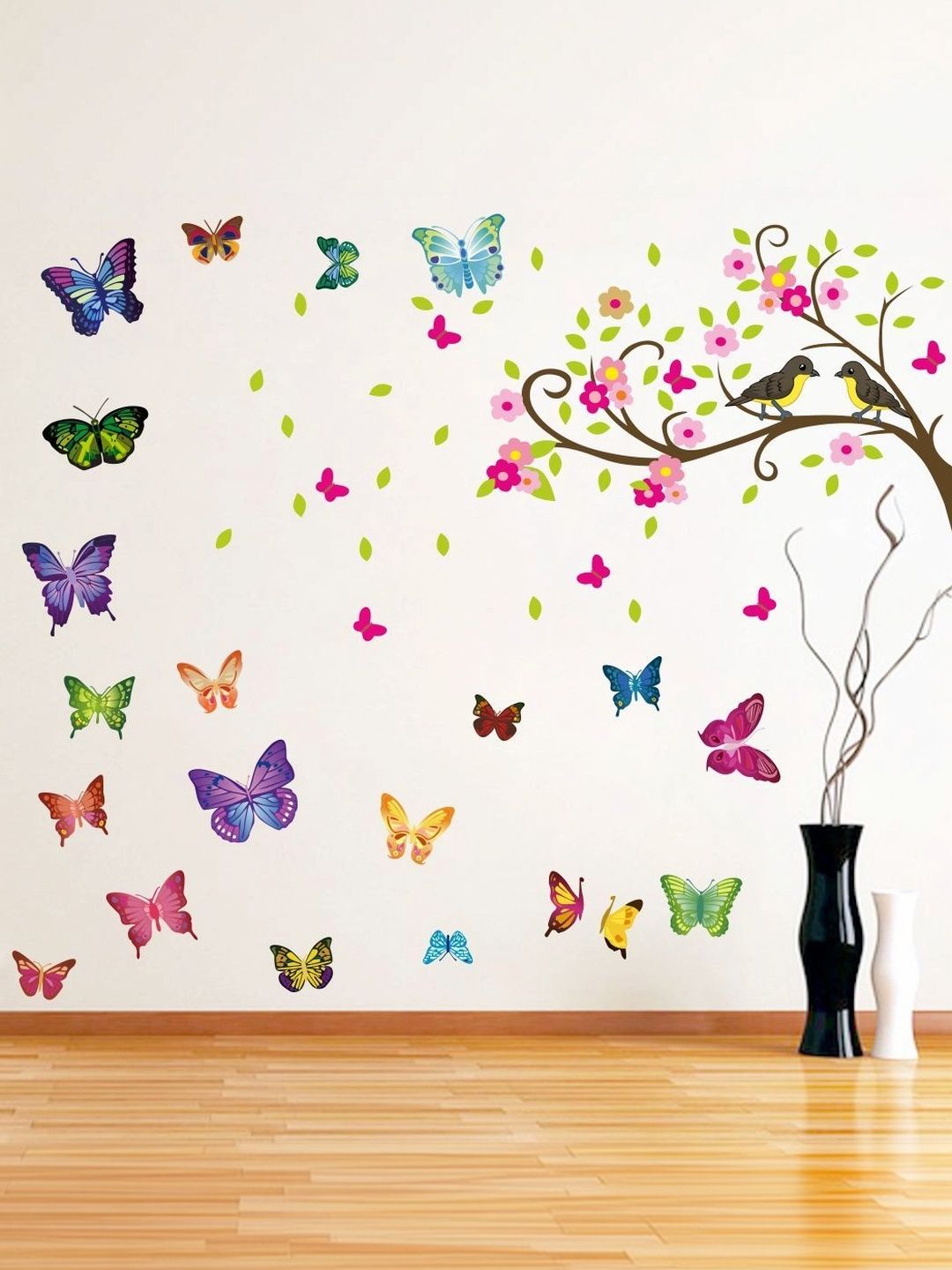 GRAPHICS DECOR Pink & Purple Butterflies Birds Design Wall Sticker-image-9