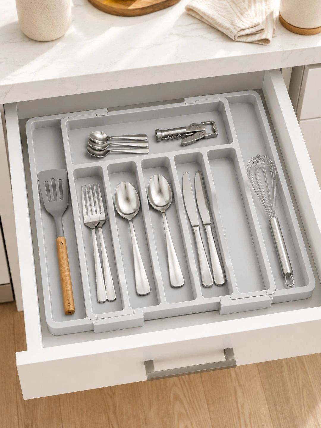 KitchEase Grey Plastic Cutlery Holder-picture-34