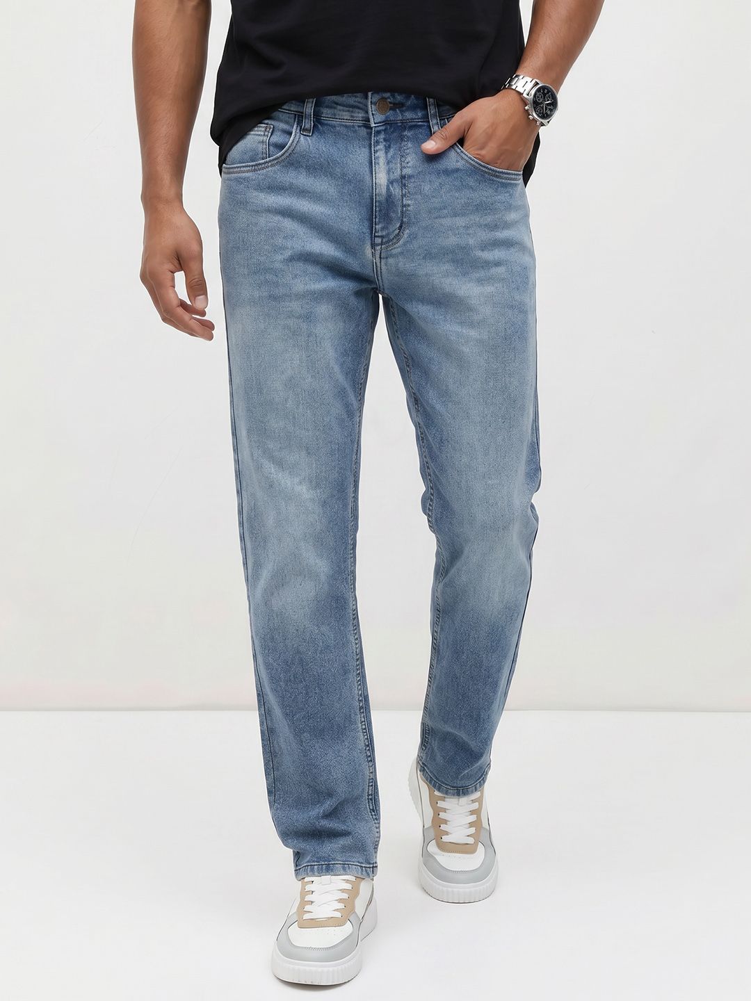 The Roadster Life Co. Men Straight Fit Light Fade Stretchable Jeans-image-20