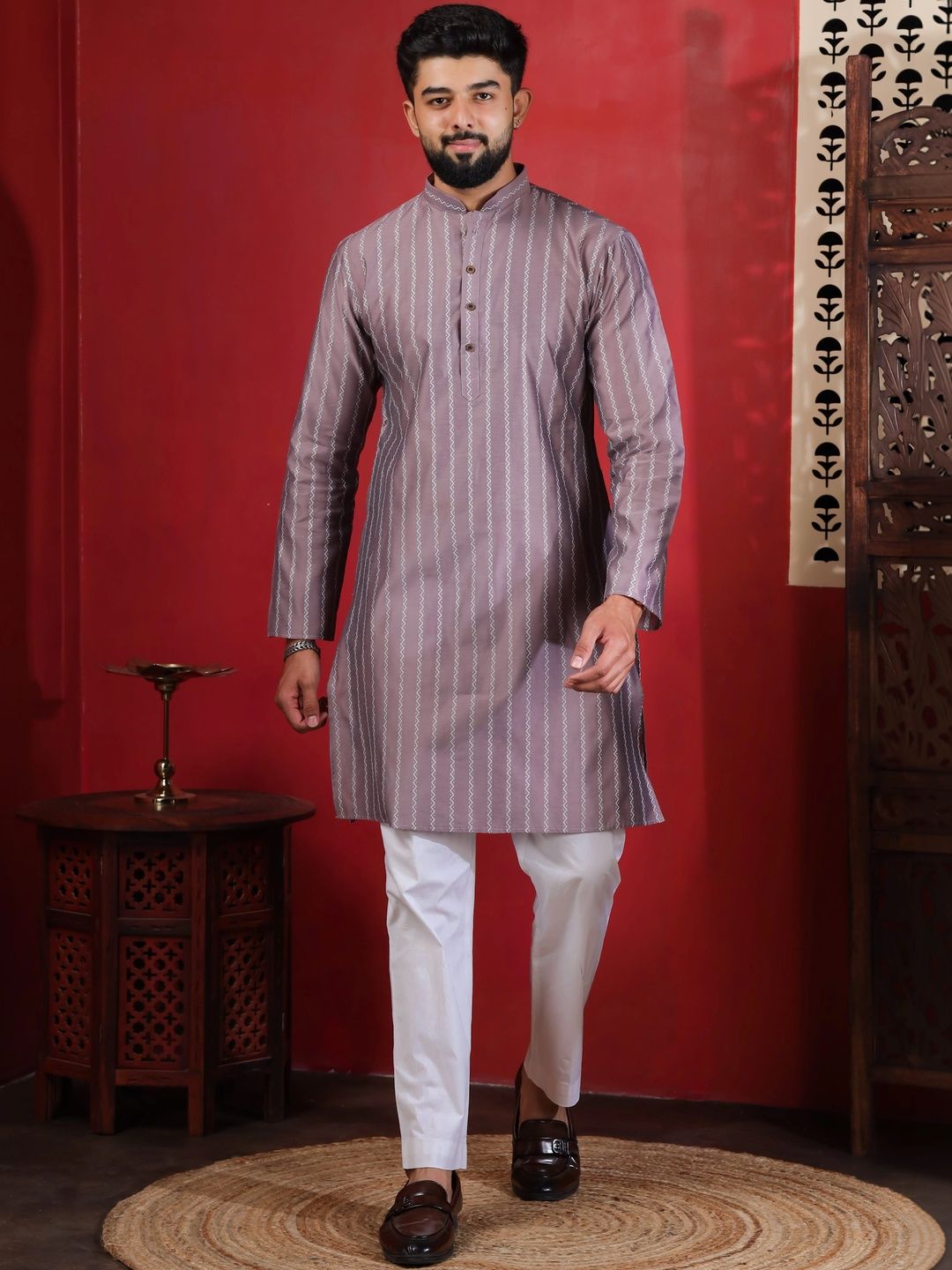 Koshin Men Printed Regular Pure Cotton Kurta with Pyjamas-picture-21