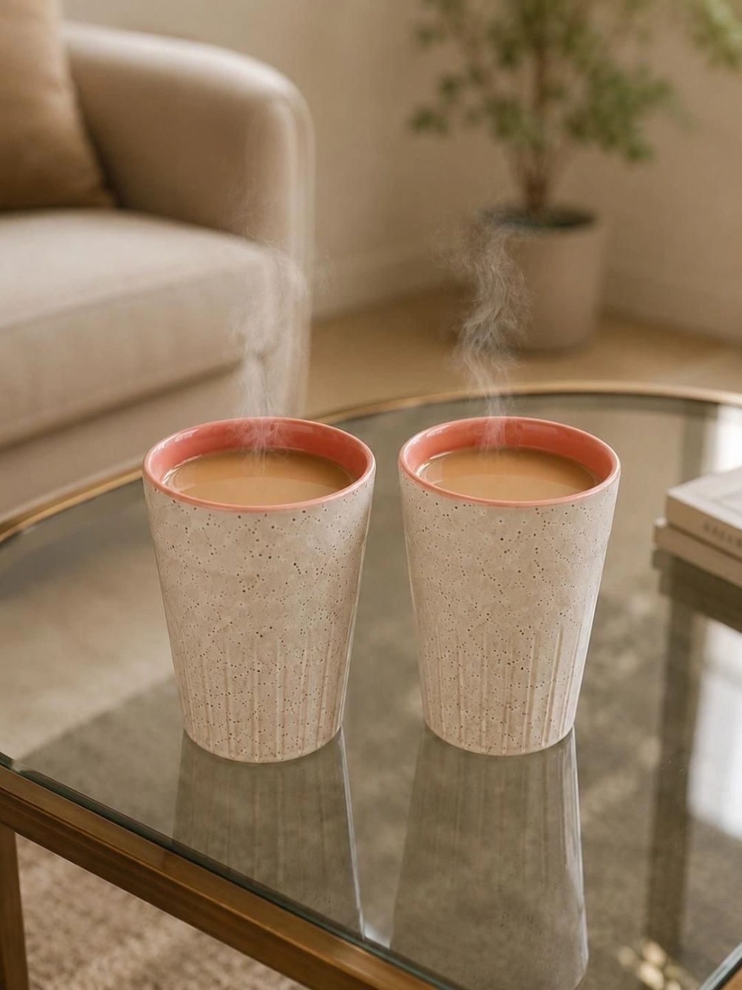 nestcase White Crafted Ceramics Textured Ceramic Matte Kulhad Set of Cups and Mugs-image-47