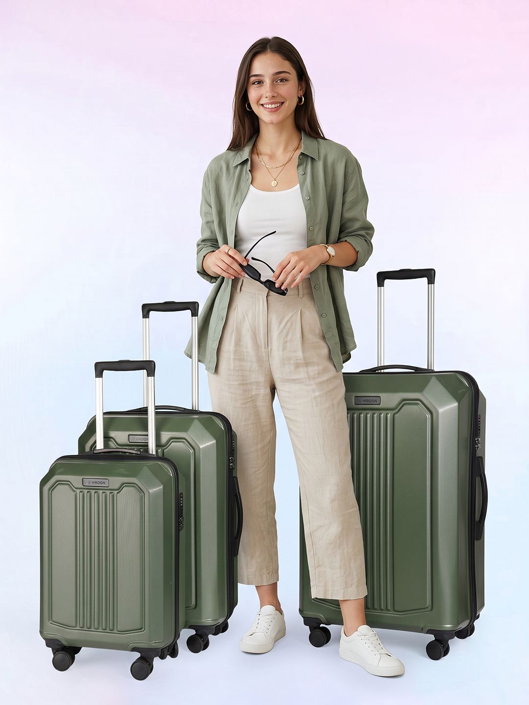 WROGN 3Pcs Textured Hard-Sided Trolley Bags-image-16