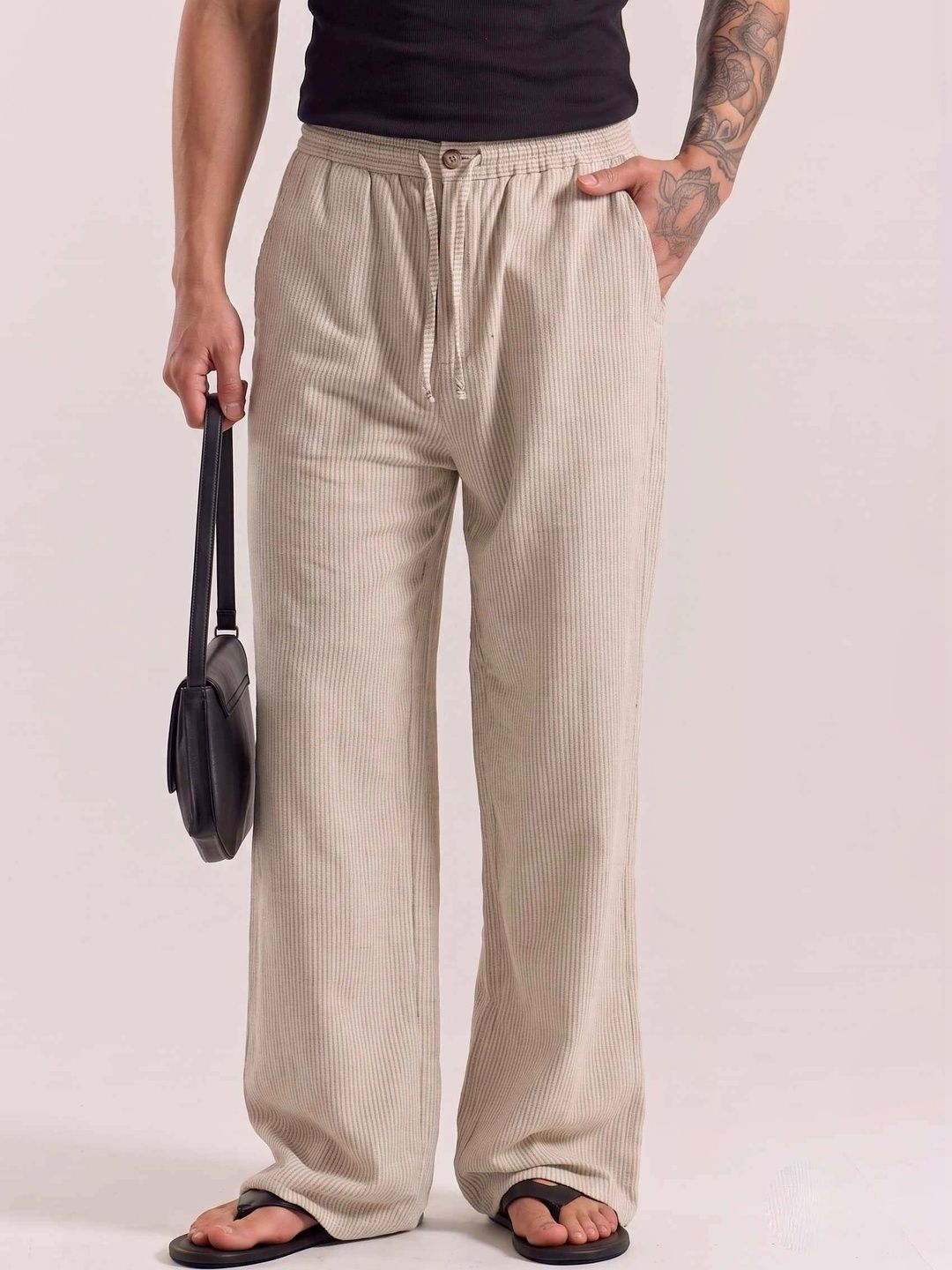 SAINT PEACH Men Striped Trousers-picture-38