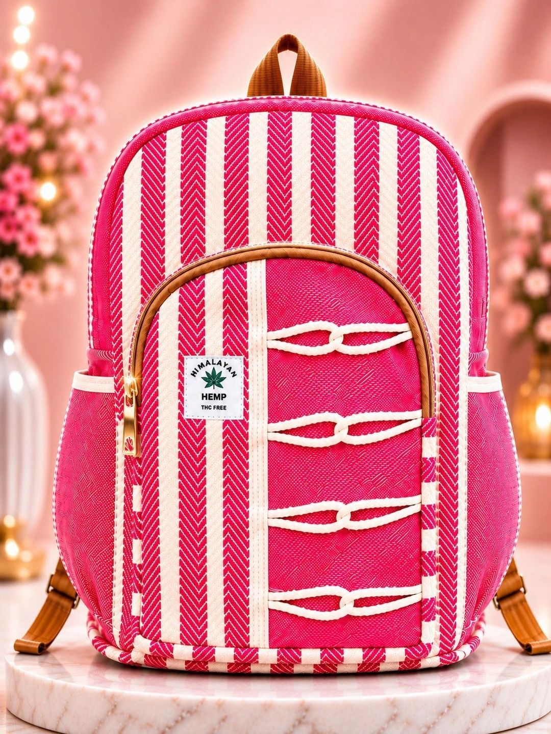 Cult Factory Women Striped Applique Backpack-image-25