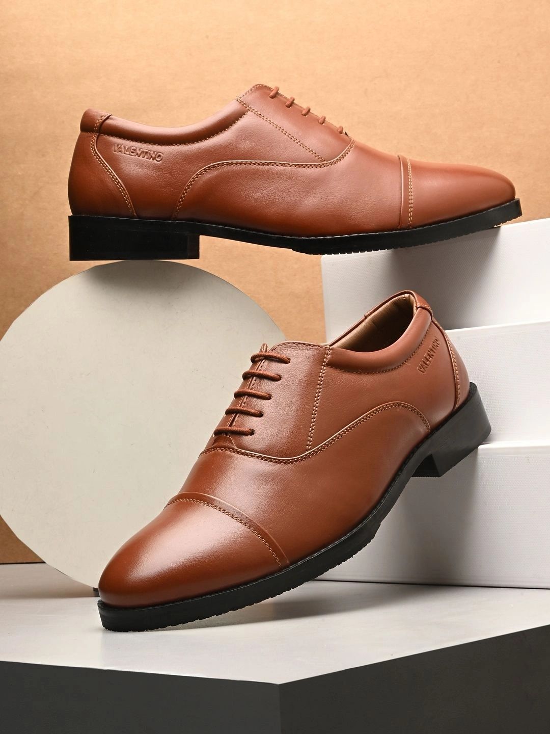 Valentino Men Leather Pointed Toe Lace-Ups Formal Oxfords-image-15