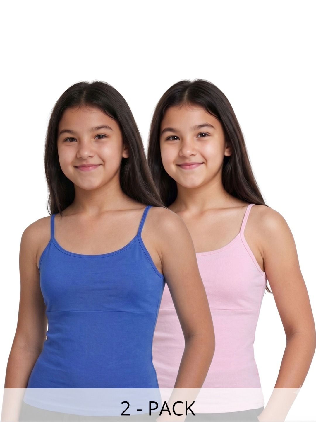 DChica Girls Pack Of 2 Cotton Lightly Padded Camisoles-picture-51