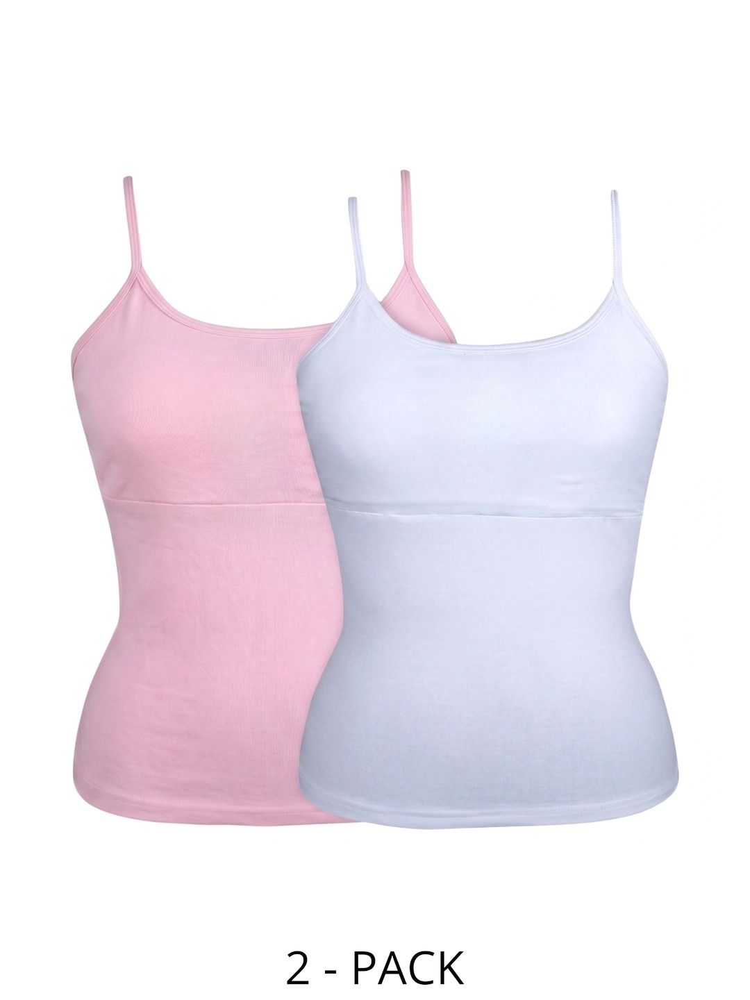 DChica Girls Pack Of 2 Cotton Lightly Padded Camisoles-picture-21