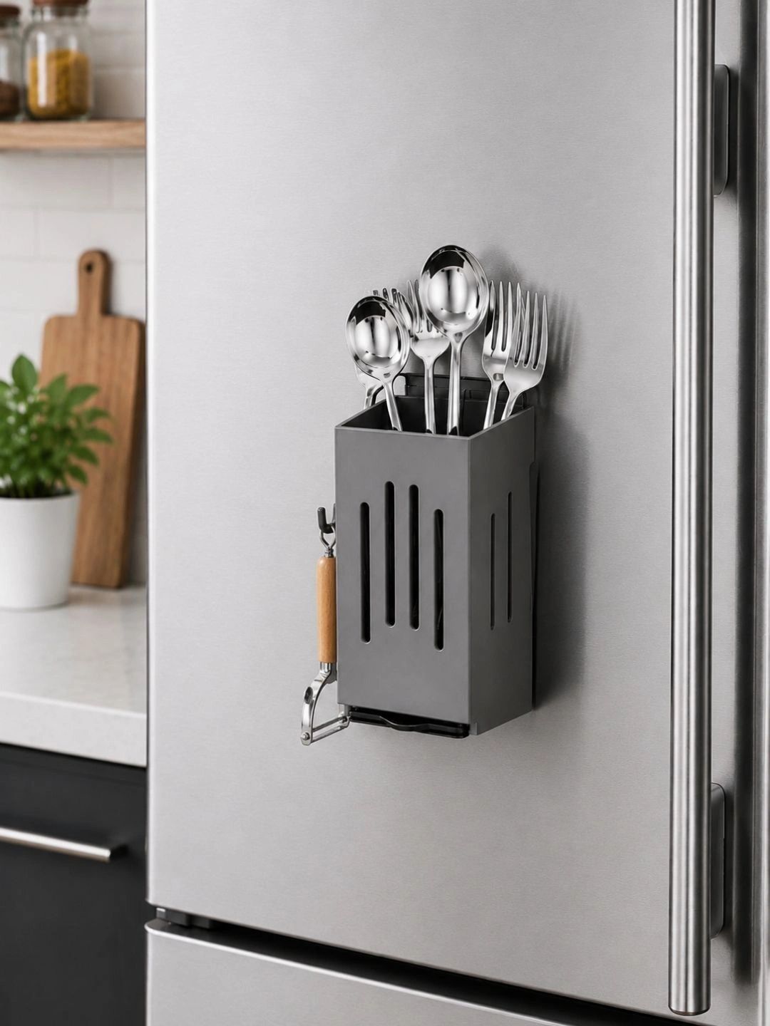 KitchEase Grey Plastic Cutlery Holder-picture-24