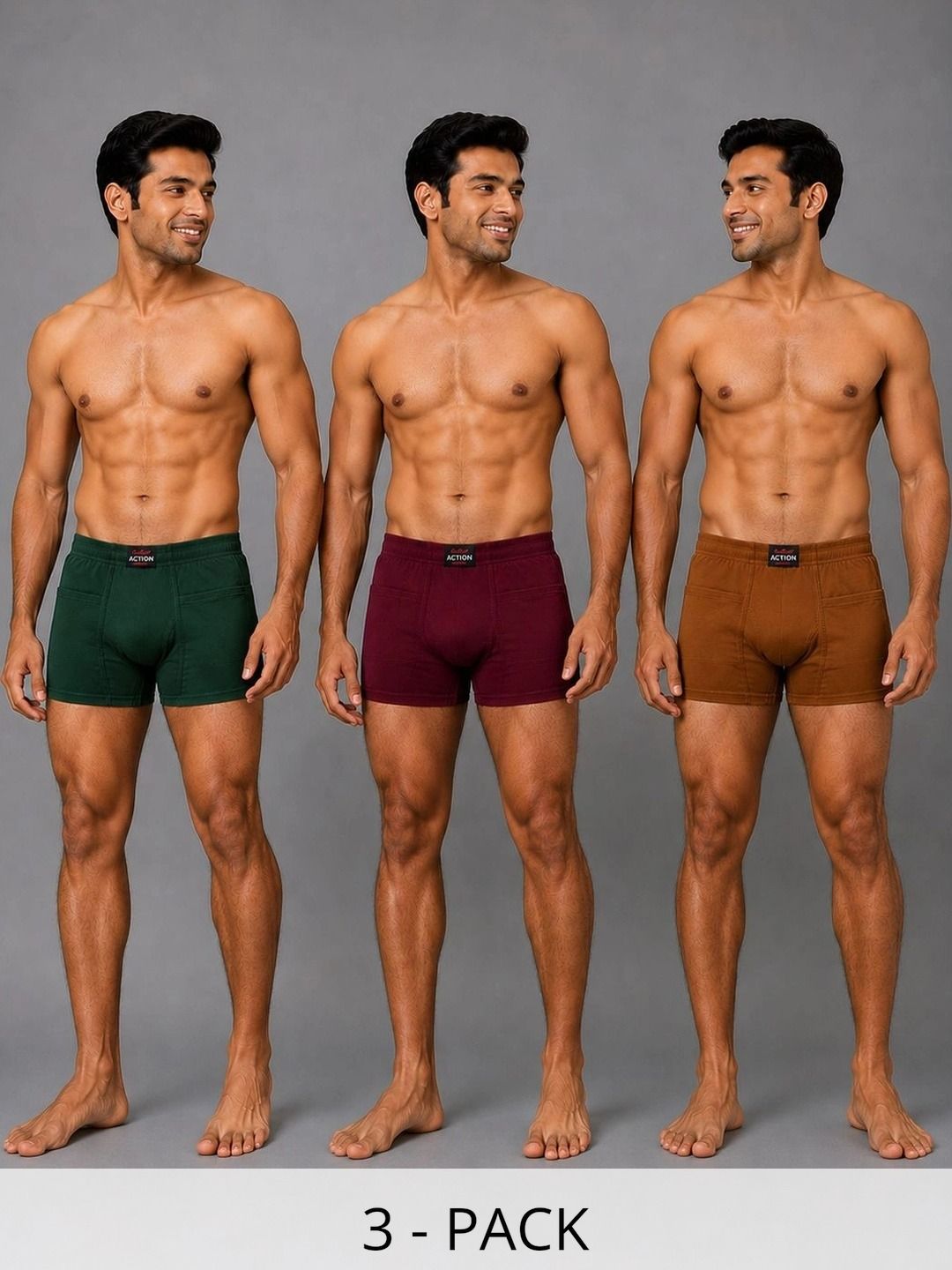 WHITEROSE Men Pack of 3 Anti Microbial Assorted Cotton Boxer-Style Briefs-picture-18