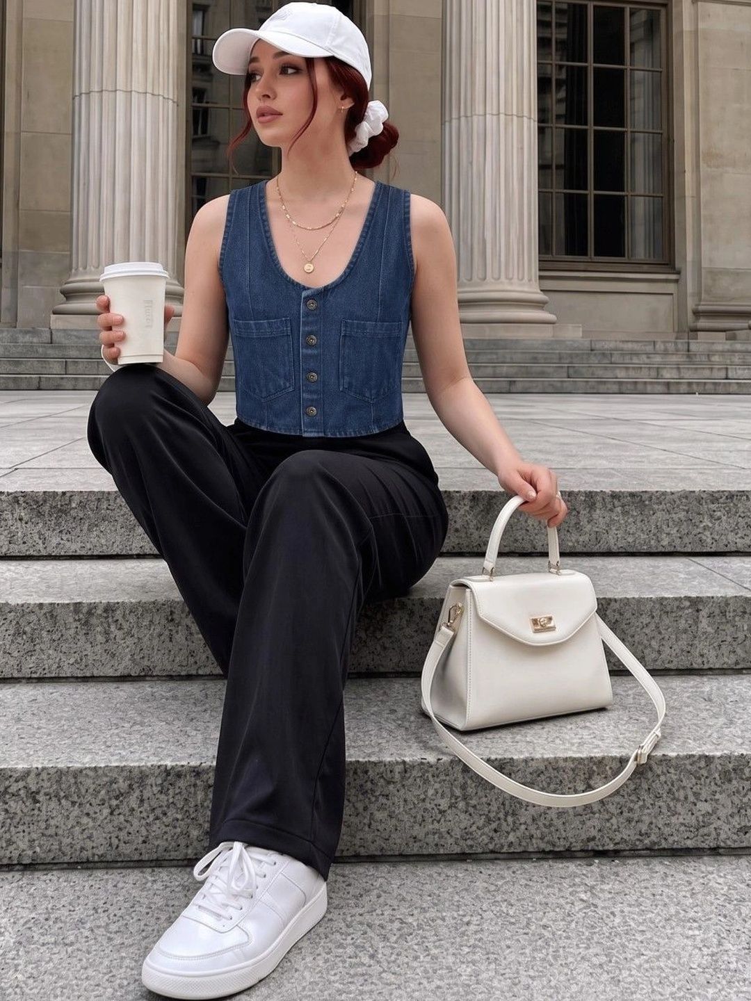 PURVIT Scoop Neck Denim Waistcoat-picture-36