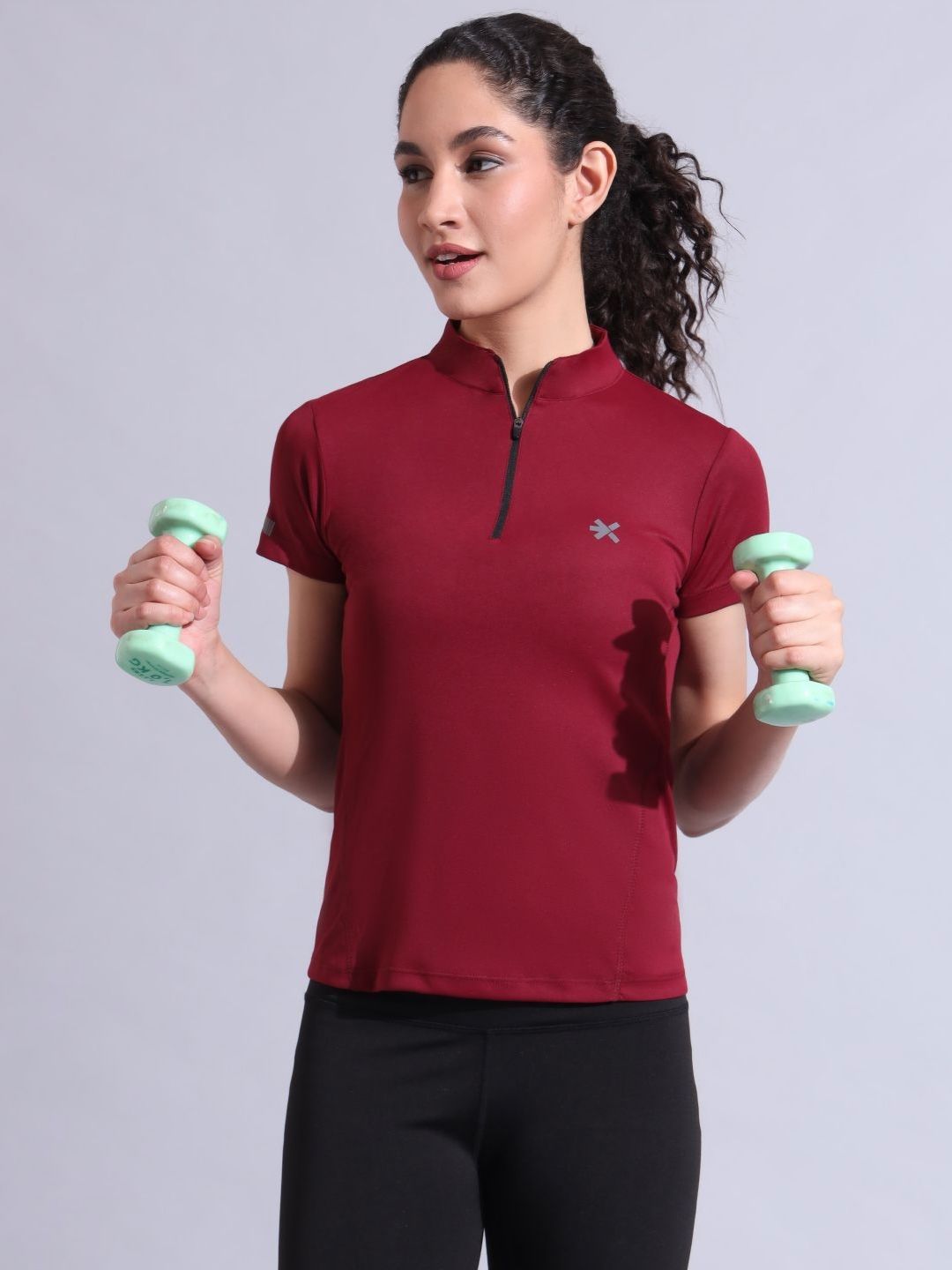 HRX by Hrithik Roshan HRX by Hrithik Roshan Women Polo Collar Applique Slim Fit T-shirt