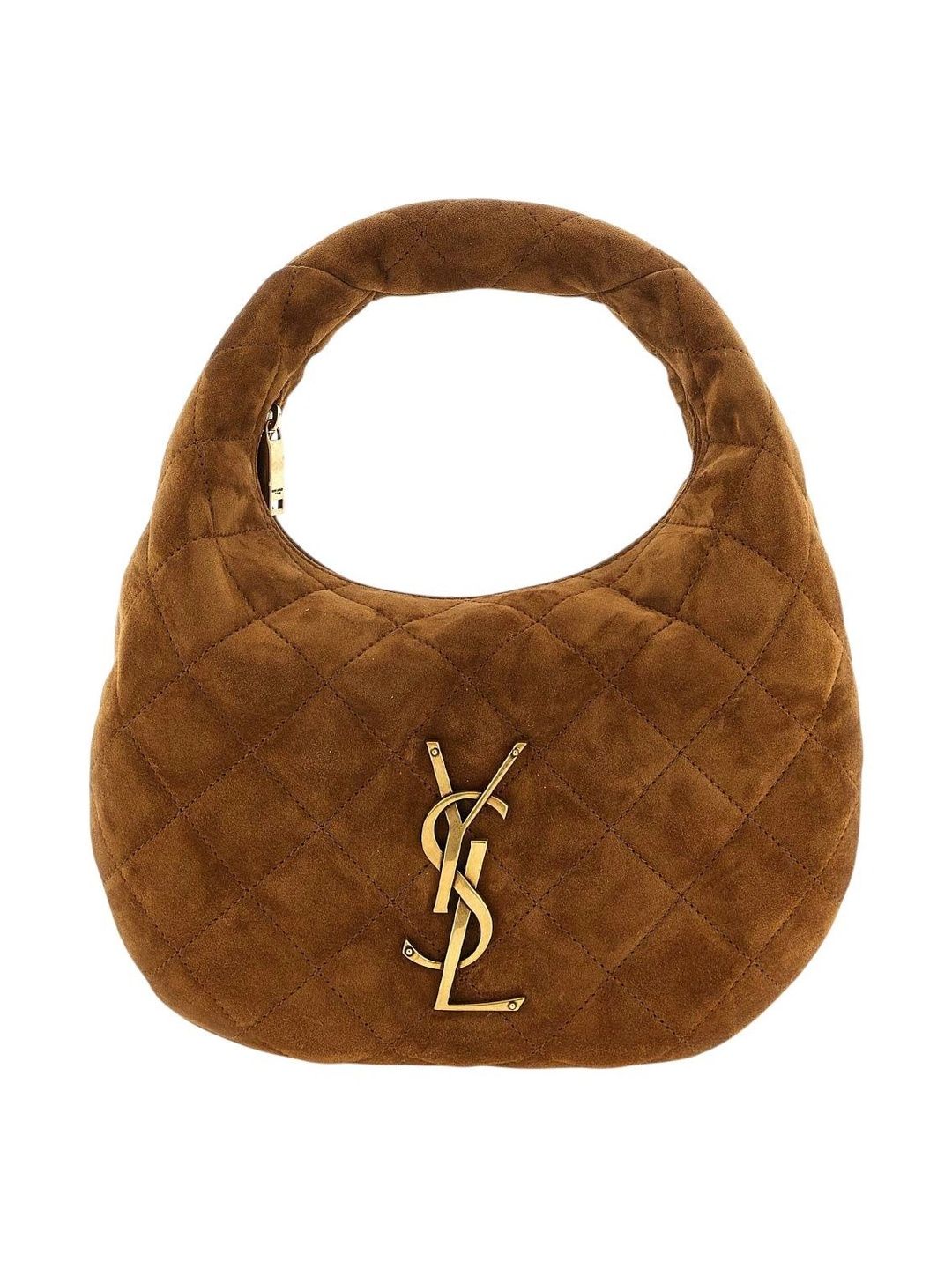 Saint Laurent Suede Half Moon Sling Bag with Quilted-picture-18