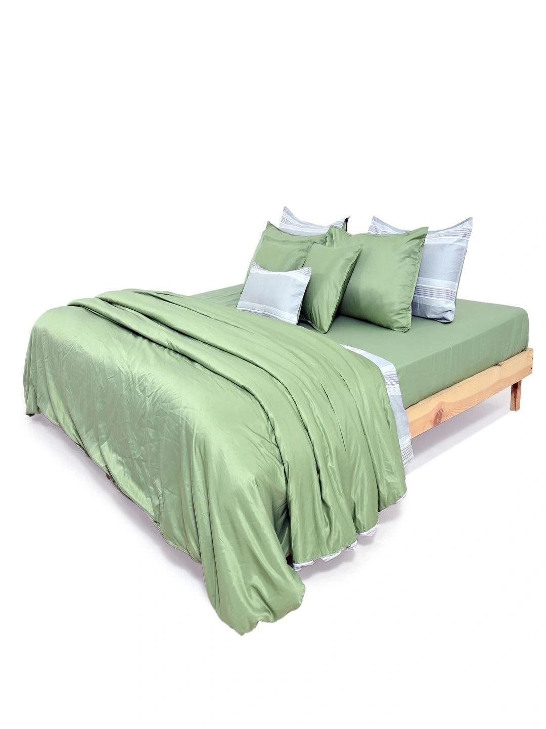 Zarf Green & Grey Striped 400 GSM Comforter-image-26